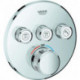 Thermostat GROHTHERM SMARTCONTROL rond, 3 robinets d'arrêt graphite dur brossé GROHE