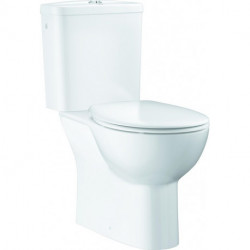 Ensemble de toilettes au sol à fond creux Grohe BAU KERAMIK avec rebord de chasse d'eau du lave-vaisselle. 3/6 l blanc alpin