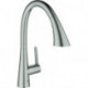 Mitigeur d'évier Zedra 32294 extensible 3-faisceau-Douche de rinçage acier