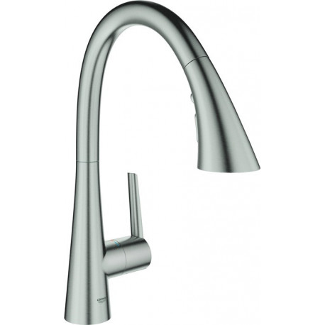 Mitigeur d'évier Zedra 32294 extensible 3-faisceau-Douche de rinçage acier