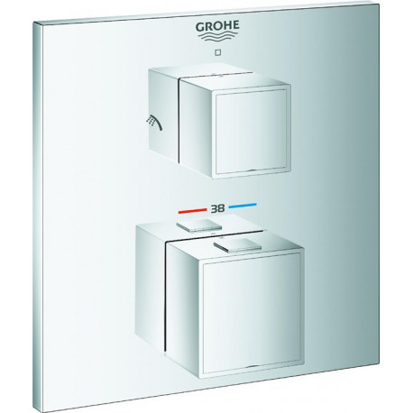 Mitigeur thermostatique de douche Grohtherm Cube 24154 FMS pour 35600 2-Wege-Umst. chromé