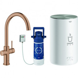 Robinet et Boiler Red Duo 30083 M-Size C-sortie or rose vif brossé