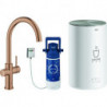 Robinet et Boiler Red Duo 30083 M-Size C-sortie or rose vif brossé