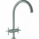 Robinet de cuisine 2 levier chrome C-sortie acier