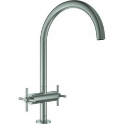 Robinet de cuisine 2 levier chrome C-sortie acier