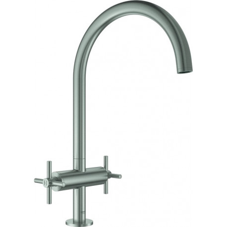 Robinet de cuisine 2 levier chrome C-sortie acier