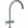 Robinet de cuisine 2 levier chrome C-sortie acier