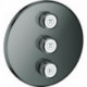 Robinet à encastrer triple Smart Control 29122 FMS rond graphite dur