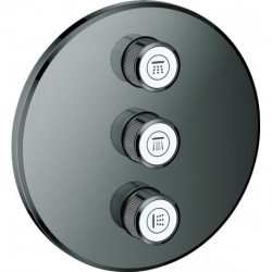 Robinet à encastrer triple Smart Control 29122 FMS rond graphite dur
