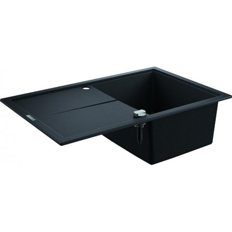 Evier K400 31639 1 bassin 780x500mm avec ATF droite/gauche granit noir
