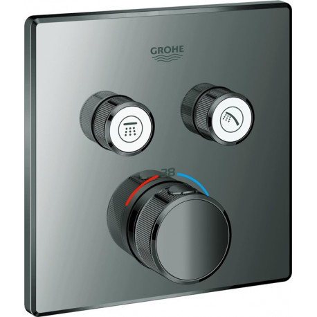 Thermostat GROHTHERM SMARTCONTROL angulaire, 2 robinets d'arrêt graphite dur GROHE