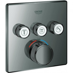 Thermostat GROHTHERM SMARTCONTROL angulaire, 3 vannes d'arrêt graphite dur GROHE