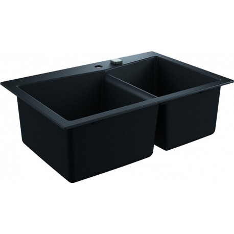Evier K700 31657 2 bassin 838x559mm installation gauche granit noir