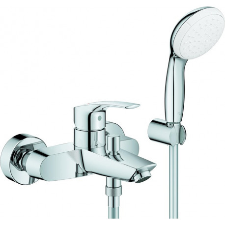 Robinet de baignoire monocommande EUROSMART avec Ensemble de douche chromé