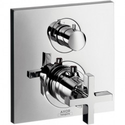 Set de finition therm encastréavec robinet d'arrêt poignée croisillon chroméé