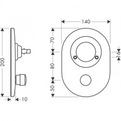 Kit de conversion HG Mélangeur de bain UP Espacement des trous 80mm steel-optik
