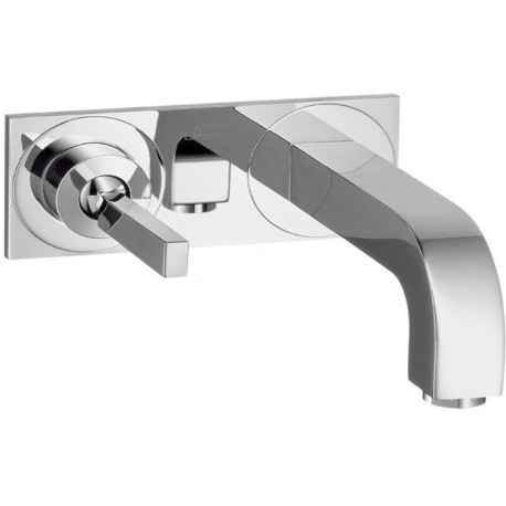 mitigeur lavabo encastréavec plaque et bec 225 mm, bonde à écoul. libre chromé 