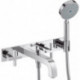 Set finition mél bain/douche 3 trou s encastréavec plaque chroméé