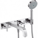Set finition mél bain/douche 3 trou s encastréavec plaque chroméé