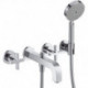 Set finition mél bain/douche 3 trou s enc poignées croisillonsavec rosaces chromé 