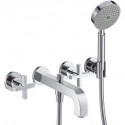 Set finition mél bain/douche 3 trou s enc poignées croisillonsavec rosaces chromé 