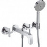 Set finition mél bain/douche 3 trou s enc poignées croisillonsavec rosaces chromé 