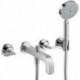 Set finition mél bain/douche 3 trou s encastré Poignées manettesavec rosaces chromé 