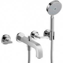 Set finition mél bain/douche 3 trou s encastré Poignées manettesavec rosaces chromé 