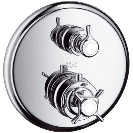 Set de finition avec therm encastréavec robinet d'arrêt et inverseur, chroméé