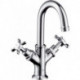 Mélongeur lavabo 160 pour petite vasqueavec tirette et vidage chroméé