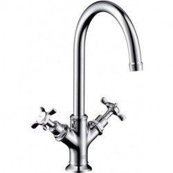 Mélongeur de lavabo sans tirette ni vidage chroméé