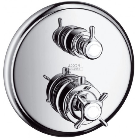 Set de finition mitigeur thermostatique encastréavec robinet d'arrêt, chroméé