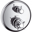 Set de finition mitigeur thermostatique encastré, robinet d'arrêt, nickel brossé