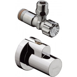 Robinet d'angle avec étui nickel brossé