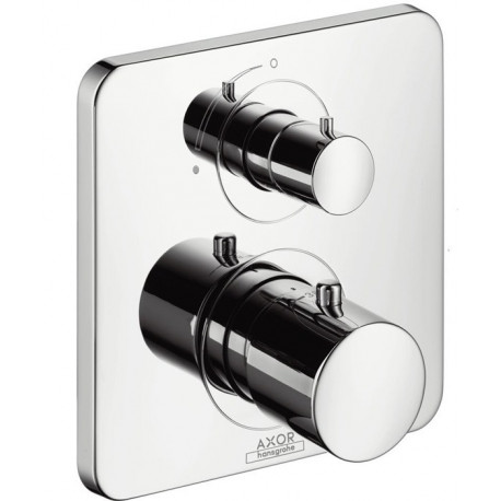 Set de finition pour mitigeur thermostatique encastréavec robinet d'arrêt chromé 