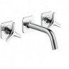 Set fin mél lav mural 3 trou s poignées étoiles, bec 166mm, bonde écoul libre chromé 