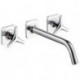 Set fin mél lav mural 3 trou s poignées étoiles, bec 226mm, bonde écoul libre chromé 