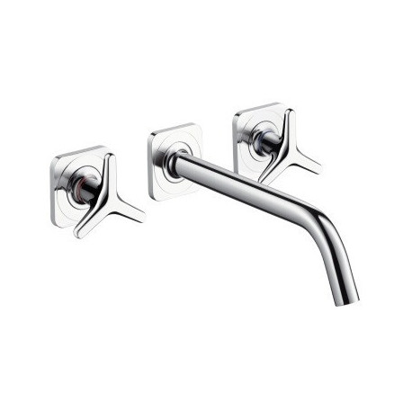 Set fin mél lav mural 3 trou s poignées étoiles, bec 226mm, bonde écoul libre chromé 