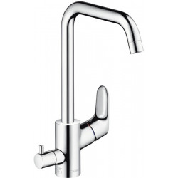 Mitigeur de cuisine HG 260 FOCUS DN 15. avec robinet d'arrêt chromé
