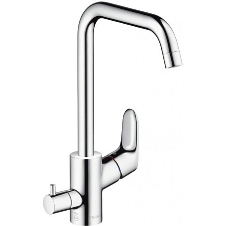Mitigeur de cuisine HG 260 FOCUS DN 15. avec robinet d'arrêt chromé