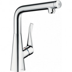 mitigeur de cuisine 320, 1 jet aspect acier inox