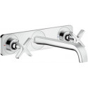 Set de finition mél lavabo mural 3 trou s, bonde à écoulement libre chroméé