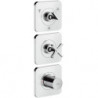 Set finitionavec 3 rosaces 12 x 12 therm encavec robinet d'ar et 3 sorties chromé 