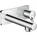 mitigeur de lavabo encastré mural, bec 165mm, bonde à écoulement libre chroméé