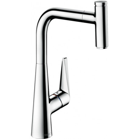 mitigeur de cuisine 300,avec douchette extractible 1 jet aspect acier inox