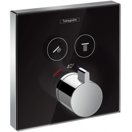 Set finition en verre avec therm ShowerSelect E encastré 2 fonctions, noir/chromé