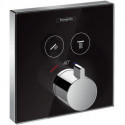 Set finition en verre avec therm ShowerSelect E encastré 2 fonctions, noir/chromé