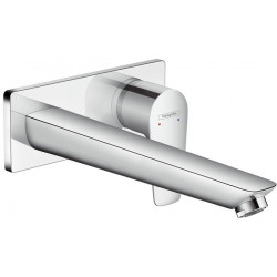 mitigeur de lavabo encastré mural, bec 225mm, bonde à écoulement libre chroméé