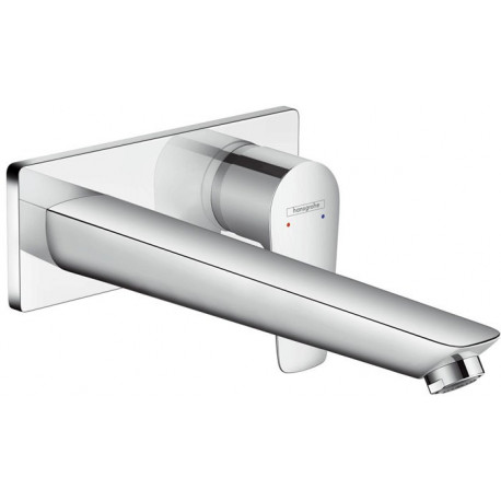 mitigeur de lavabo encastré mural, bec 225mm, bonde à écoulement libre chroméé