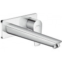 mitigeur de lavabo encastré mural, bec 225mm, bonde à écoulement libre chroméé